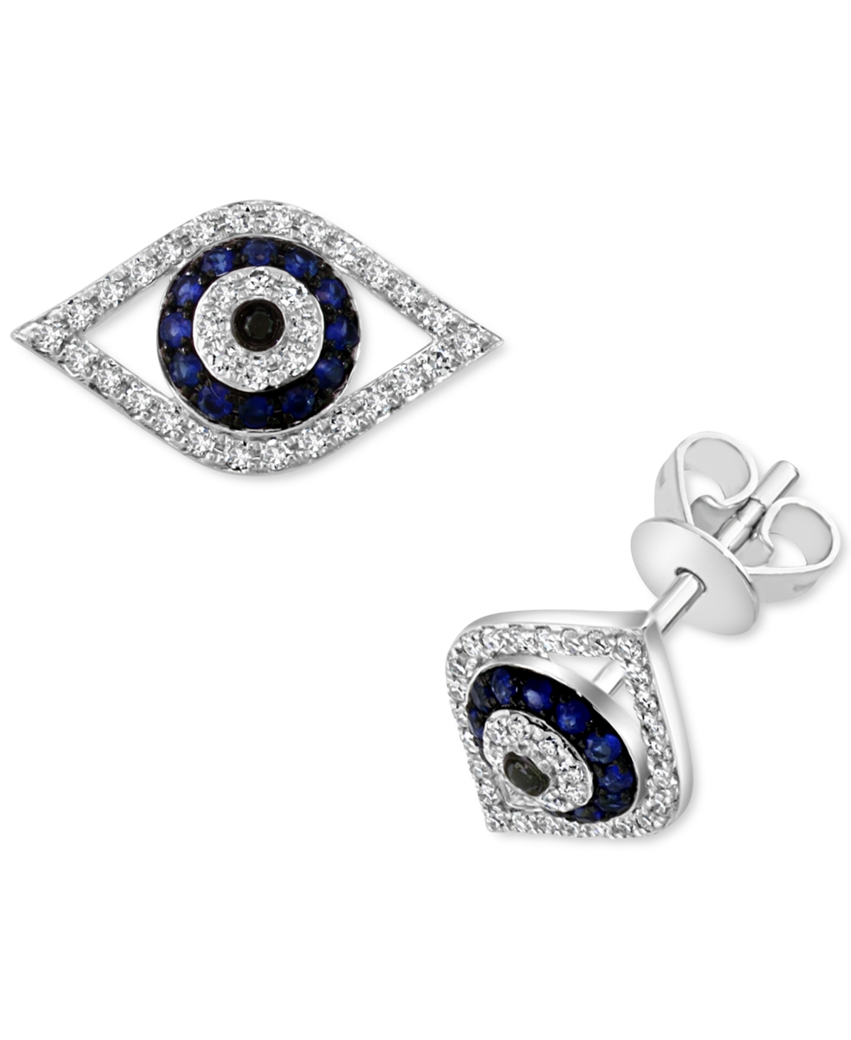 Effy Sapphire (1/6 ct. t.w.) & Diamond (1/5 ct. t.w.) Evil Eye Stud Earrings - White Gold
