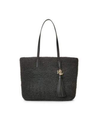 Lauren Ralph Lauren Crochet-Straw Medium Whitney Tote - Macy's