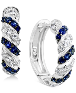 Effy Collection Effy Sapphire (1/2 Ct. T.w.) & White Sapphire (3/4 Ct. T.w.) Small Hoop Earrings In Sterling Silver, In Blue