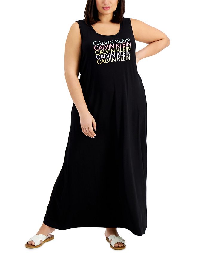 Calvin Klein Plus Size Logo-Graphic Maxi Dress & Reviews - Dresses - Plus  Sizes - Macy's