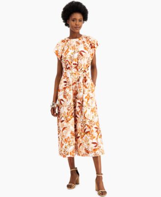 INC International Concepts - Cotton Floral-Print Jumpsuit