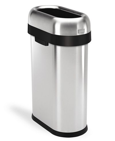simplehuman Brushed Stainless Steel 50 Liter Slim Open Trash Can