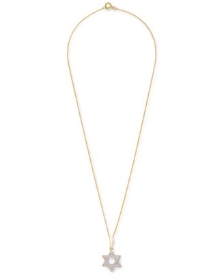 Diamond Star of David 18" Pendant Necklace (1/10 ct. t.w.) in 10k White or Yellow Gold, Created for Macy's
