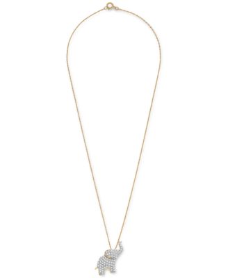 Diamond Elephant 18" Pendant Necklace (1/10 ct. t.w.) in 10k Gold, Created for Macy's