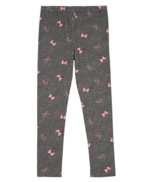 Little Girls Full Length Legging with Allover Bow Graphic Print
