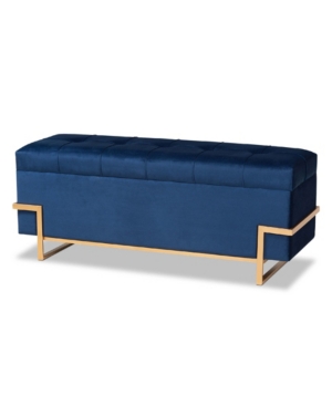 Baxton Studio Parker Glam And Luxe Velvet Upholstered Storage Ottoman In Navy Blue
