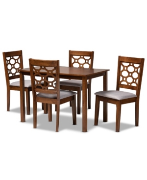 Baxton Studio Henry Modern And Contemporary Fabric Upholstered 5 Piece Dining Set In Walnut Brown