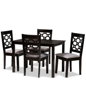 Baxton Studio Henry Modern And Contemporary Fabric Upholstered 5 Piece Dining Set In Dark Brown