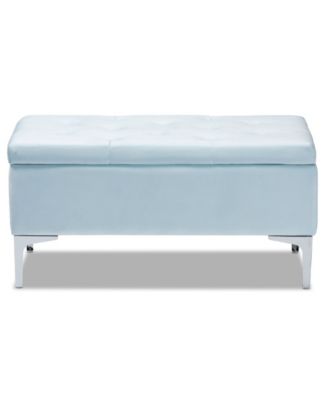Mabel Modern and Contemporary Transitional Velvet Fabric Upholstered Storage Ottoman