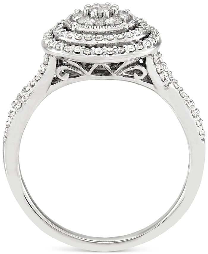 Macy's - Diamond Multi Halo Ring (1/2 ct. t.w.) in 10k White Gold