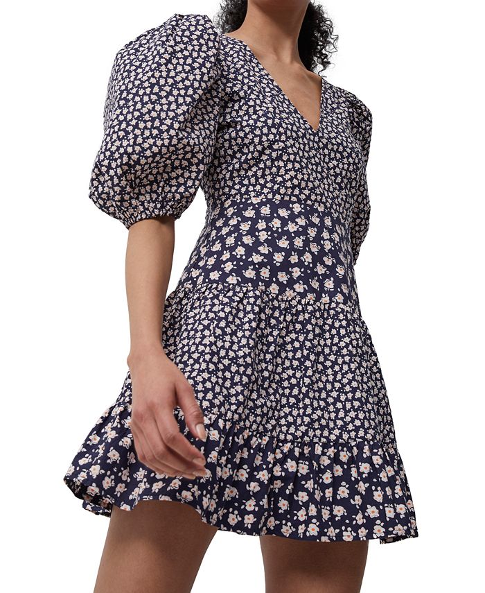 French Connection Aura Cotton Mixed-Print Dress - Macy's