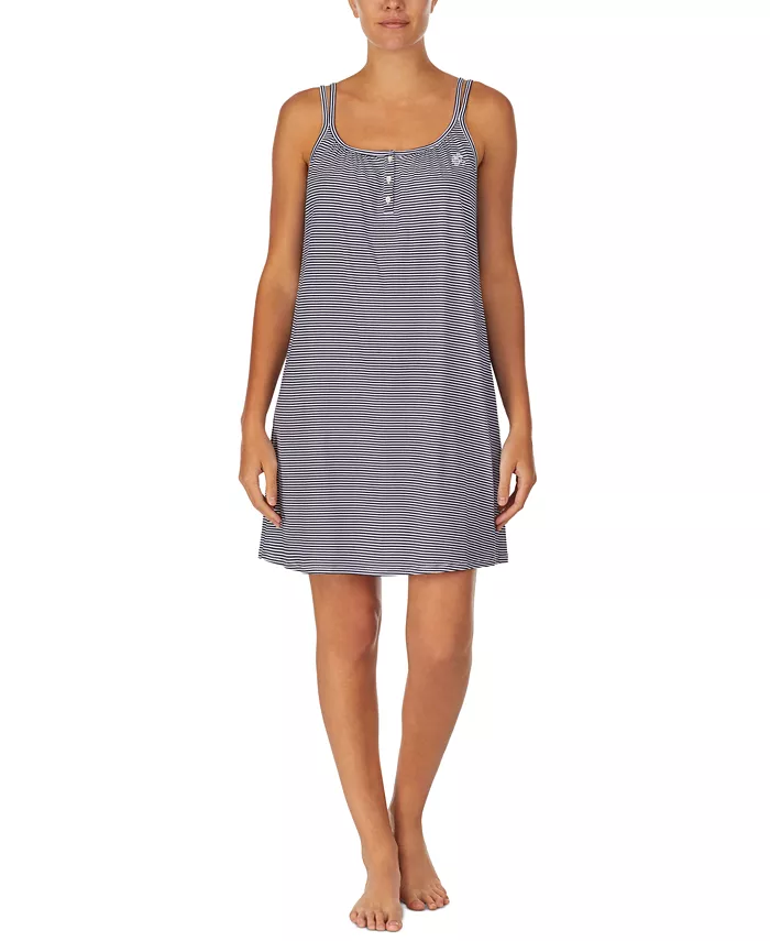 Cotton Knit Double-Strap Nightgown