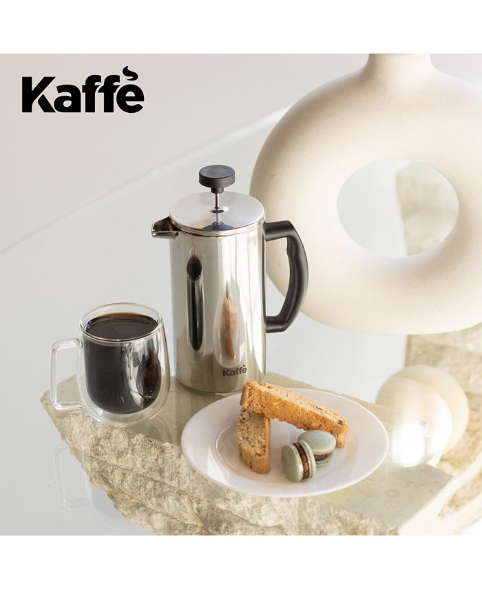 Kaffe French Press DoubleWalled Glass & Stainless Steel Coffee Maker