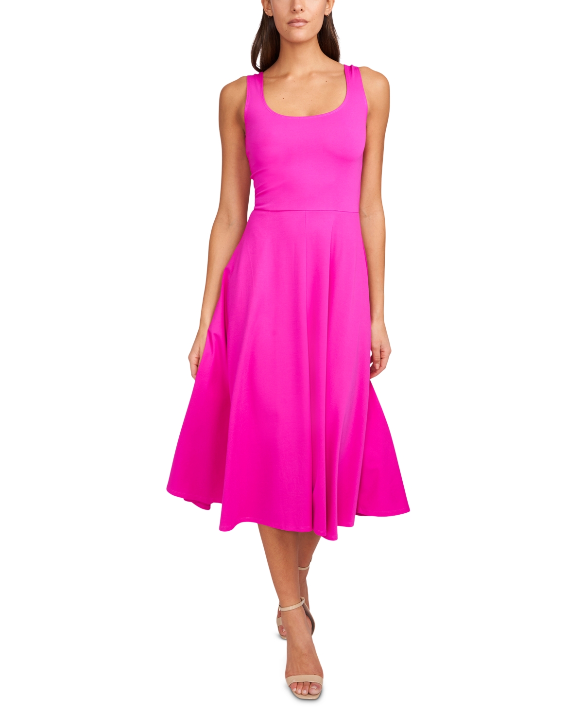 Msk Solid Fit-and-flare Midi Tank Dress In Pink | ModeSens
