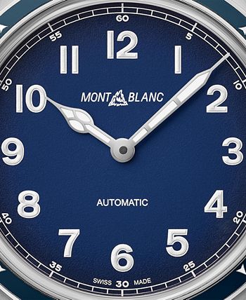 Montblanc - Men's Swiss Automatic 1858 Blue Leather Strap Watch 40mm