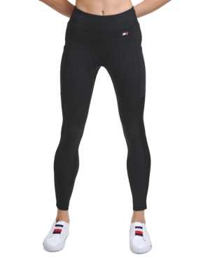 Tommy Hilfiger Sport High-Rise Side Pocket Ribbed-Inset Full Length Leggings