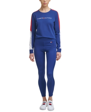 Tommy Hilfiger Sport High-Rise Side Pocket Ribbed-Inset Full Length Leggings