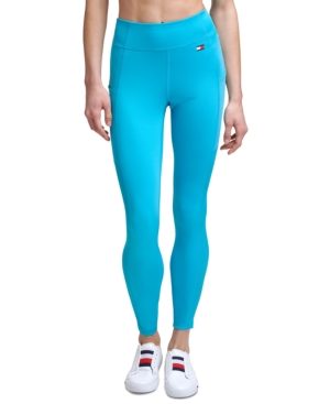 Tommy Hilfiger Sport High-Rise Side Pocket Ribbed-Inset Full Length Leggings