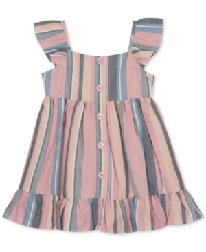 Rare Editions Baby Girls Striped Ruffle Dress