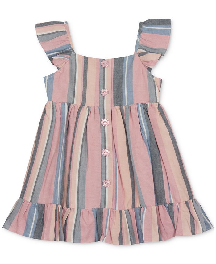 Rare Editions Baby Girls Striped Ruffle Dress - Macy's