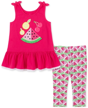 Kids Headquarters Baby Girls 2-Pc Watermelon Tunic & Printed Capri Leggings Set