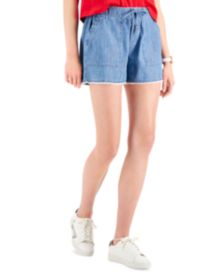 Chambray Drawstring Shorts