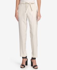 Essex Tie-Waist Pinstriped Ankle Pants