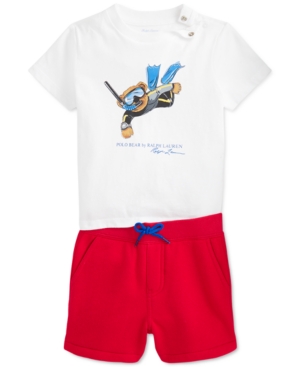 Polo Ralph Lauren Baby Boys 2-Pc Polo Bear T-Shirt & Fleece Shorts Set