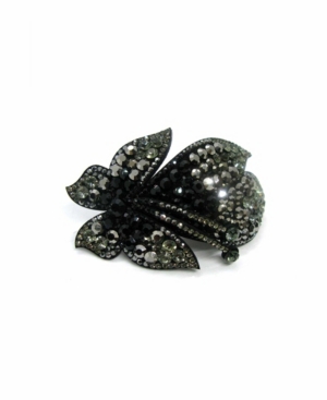 Soho Style Women's Crystal Coated Butterfly Barrette In Black