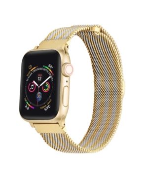 Posh Tech Men's And Women's Gold-tone With Silver-tone Striped Metal Loop Band 42mm In Multi