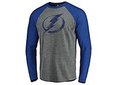 Men's Tampa Bay Lightning Vintage Logo Tri-Blend Long-Sleeve Raglan Shirt