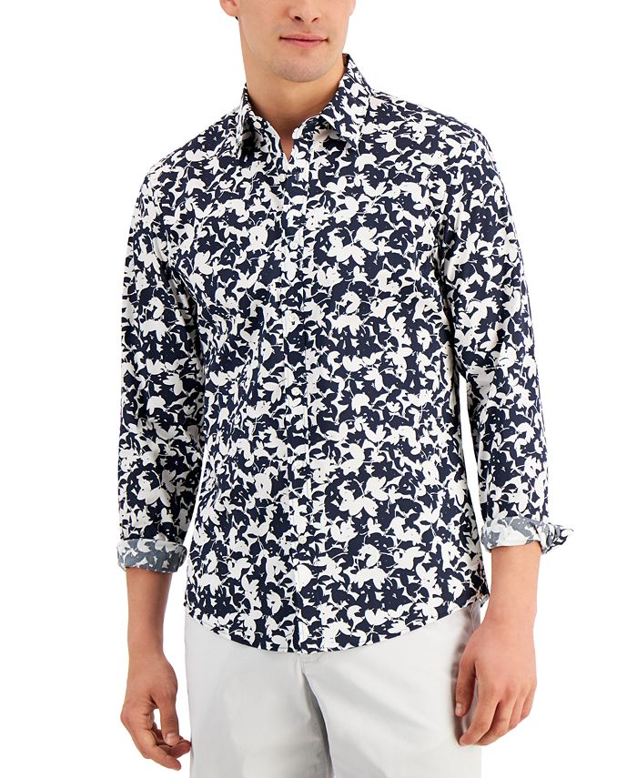 Michael Kors Slim-fit Printed Stretch Shirt in White for Men