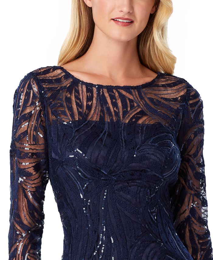 tahari asl embellished sequin gown
