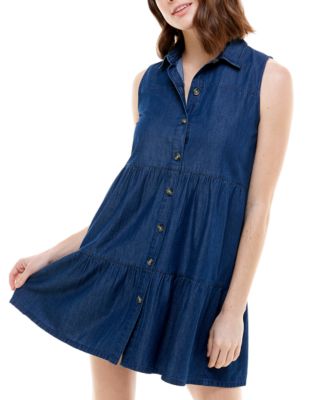 Rosie Harlow - Juniors' Cotton Denim Tiered Dress