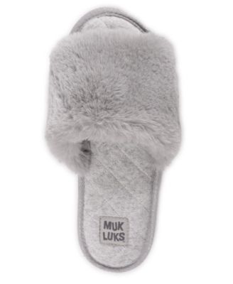 MUK LUKS Women's Capucine Slide Slipper - Faux Fur, Memory Foam, Indoor/Outdoor Sole (Leopard Black, Medium) - View #7