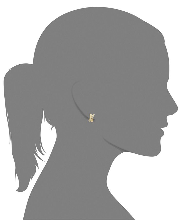 Italian Gold 14k Gold Earrings, Diamond Accent X Hoop Earrings - Macy's