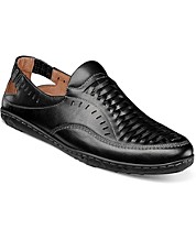 Hishoes Mens Driving Loafer Round Toe Flat Heel Solid Color Splice Vamp Slip on