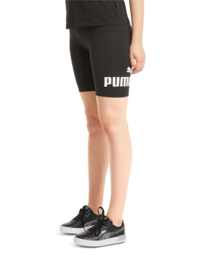 Shop Puma Women's Essential 7" Logo Graphic Bike Shorts In Black