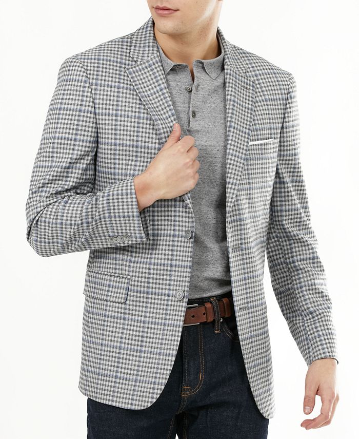 Tommy Hilfiger Men's SlimFit Gray & Blue Check Blazer Macy's