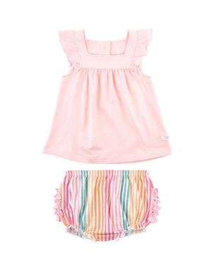 Baby Girls Daydream Stripe Flutter Square Neck Top and Rufflebutts Set