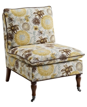 Linon Home Decor Nikerton Floral Pillow Top Slipper Chair In Brown