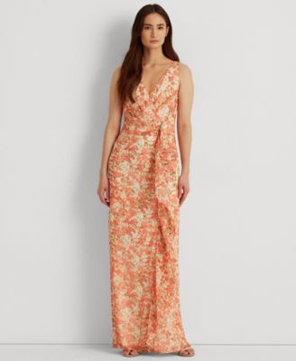 lauren ralph lauren floral tiered ruffle gown