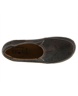 L Artiste Women s LIBORA Hand Painted Leather Loafers with Floral Perforation and Removable Insole