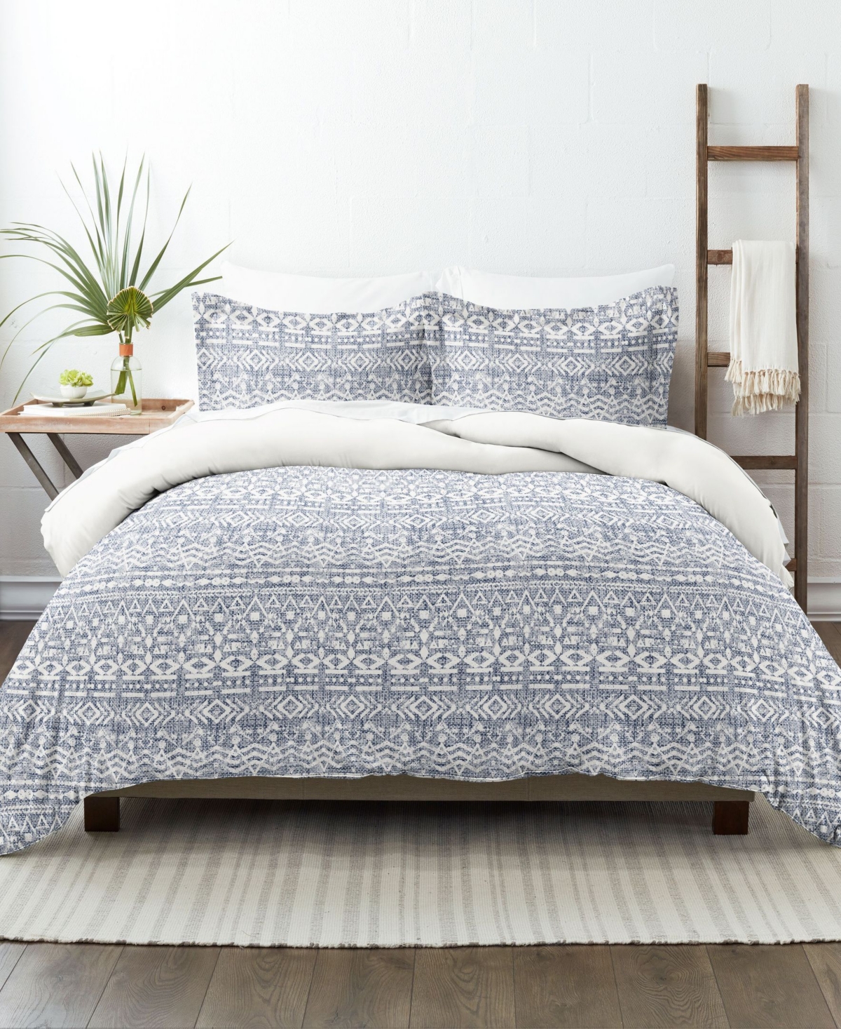 Ienjoy Home Home Collection Premium Ultra Soft 3 Piece Reversible Duvet Cover Set, Full/queen In Navy Modern Rustic