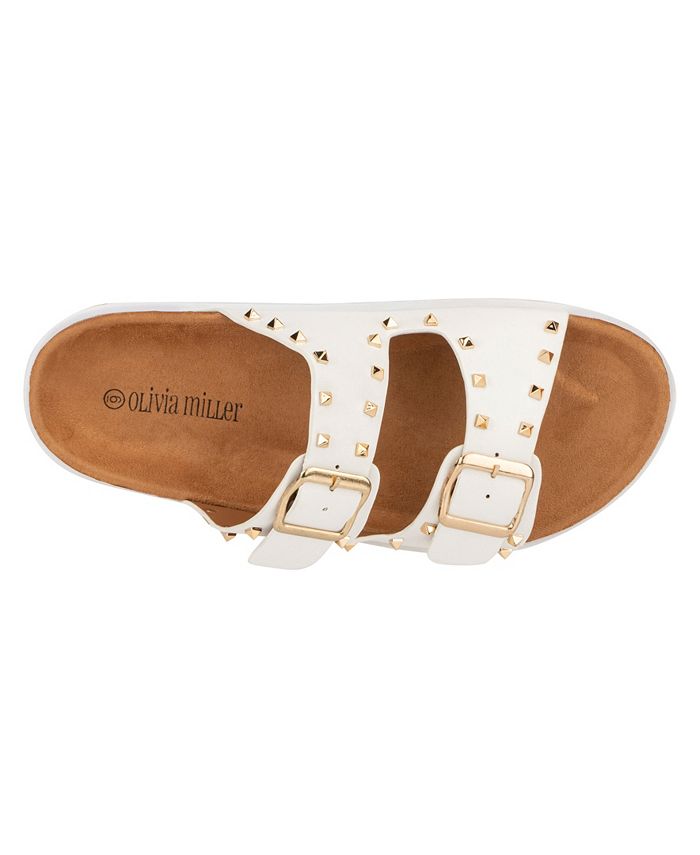 Olivia Miller Women's Cherry Beach Studded Comfort Slide Sandals ...
