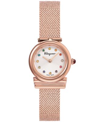 Salvatore Ferragamo - Women's Swiss Gancini Rose Gold-Tone Stainless Steel Mesh Bracelet Watch 22mm