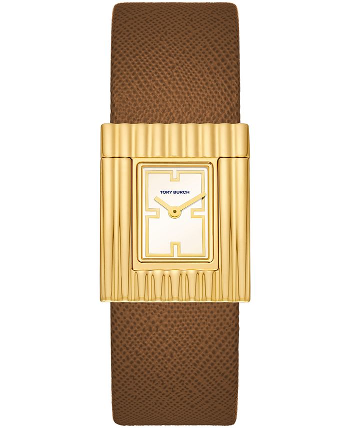 Tory Burch Women's Vonn Luggage Leather Strap Watch 28x35mm & Reviews - All  Watches - Jewelry & Watches - Macy's