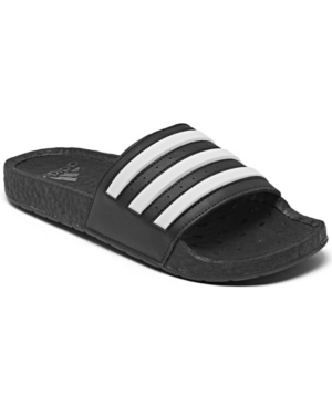 Adidas Originals Black & White Adilette Boost Slides In Core Black, Footwear White