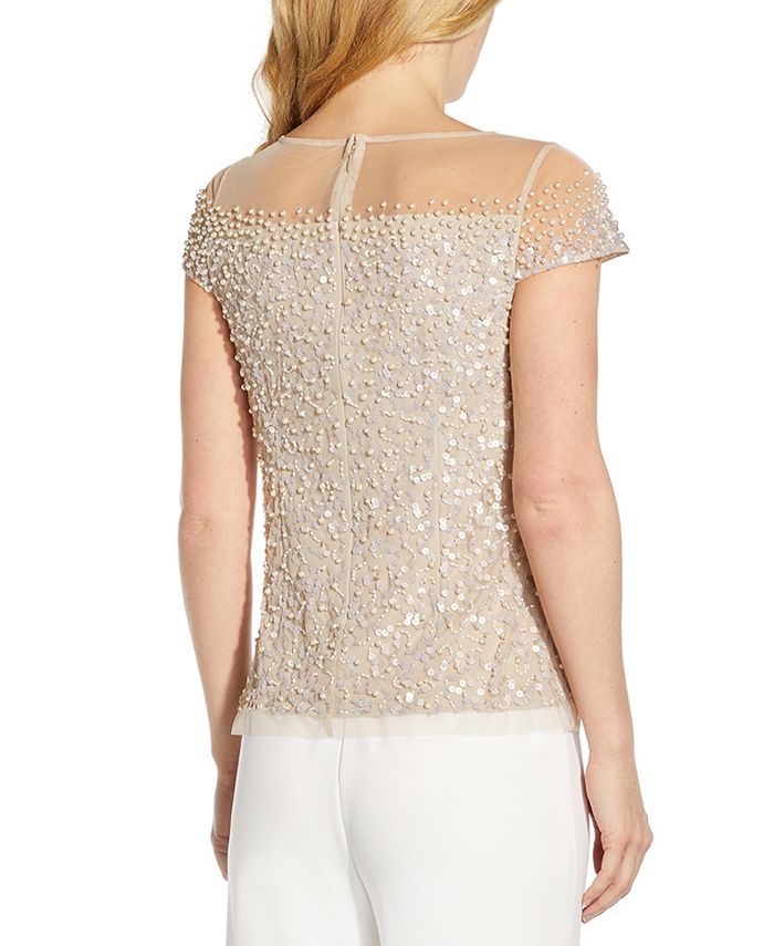 Adrianna Papell Short-Sleeve Sequined Blouse & Reviews - Tops - Women ...