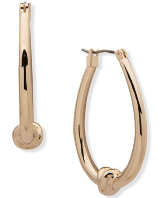 Anne Klein - Gold-Tone Knot Elongated Hoop Earrings